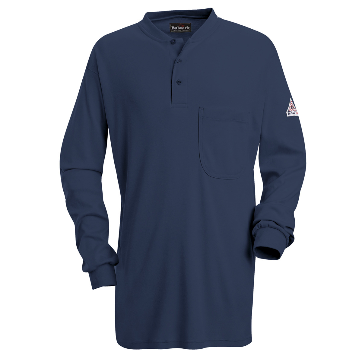 Bulwark® 4X Regular Navy Blue EXCEL FR® Interlock FR Cotton Flame Resistant Henley Shirt With Button Front Closure