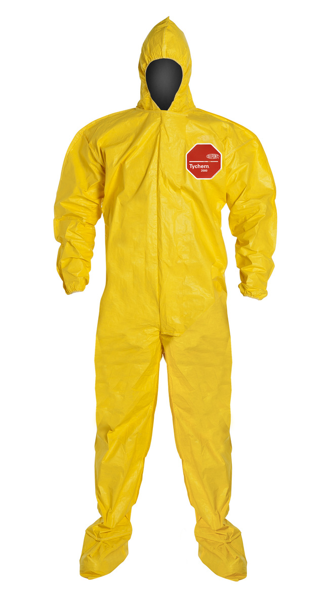 DuPont™ Size 5X Yellow Tychem® 2000 10 mil Polyethylene Coated Tyvek® Bib Pants/Overalls (Availability restrictions apply.)