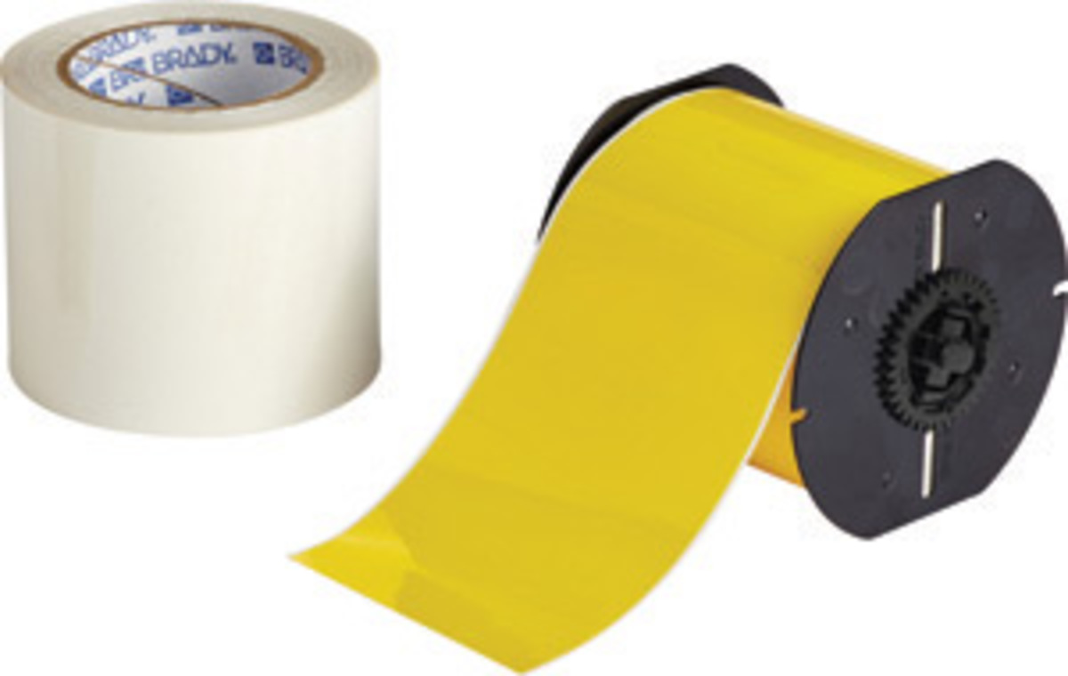 Brady 4 X 100 Yellow 8 mil Polyester B30 ToughStripe BRD139943 for sale online at autumn supply
