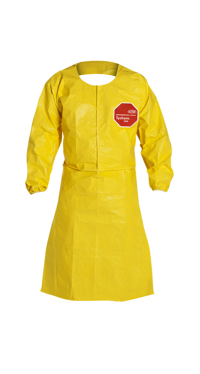 DuPont™ Size 4X Yellow Tychem® 2000 10 mil Polyethylene Coated Tyvek® Apron (Availability restrictions apply.)