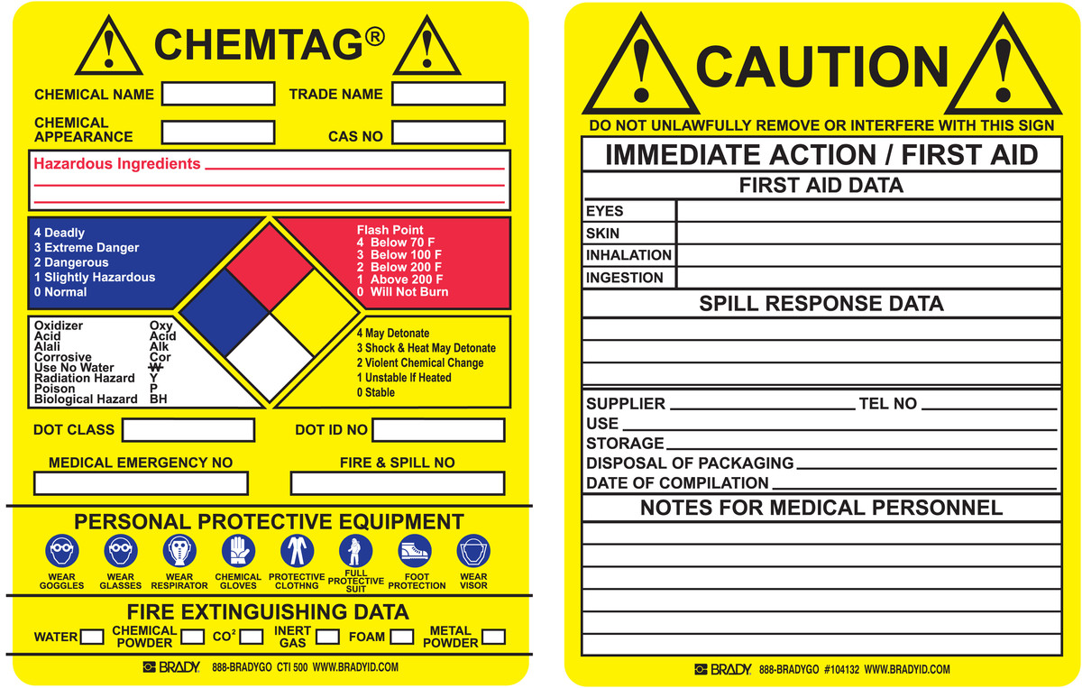 Brady 5 34 X 7 58 BlackBlueRedYellowWhite ChemTag Vin BRD104132 for sale online at autumn supply