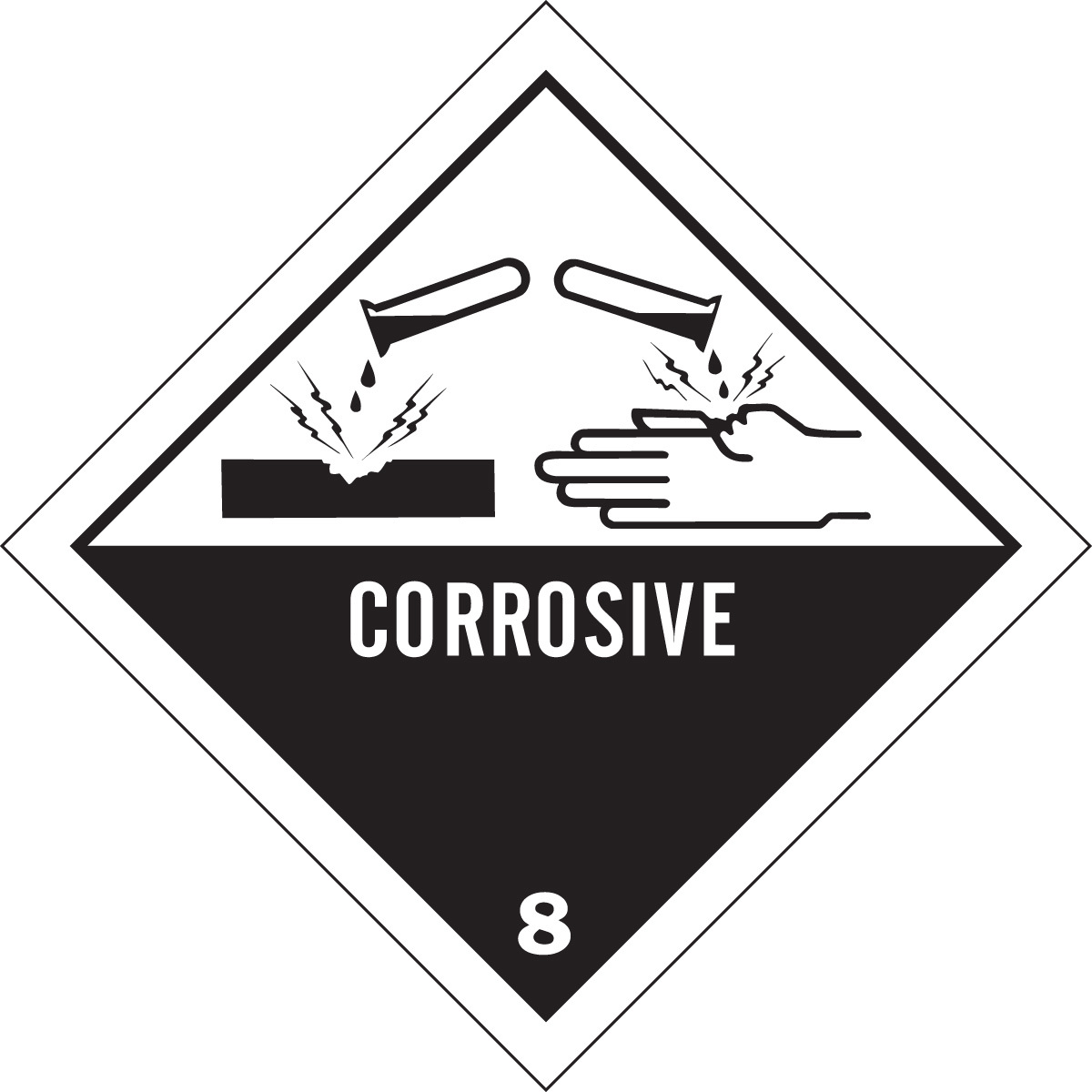 Brady 4 X 4 BlackWhite Vinyl Label CORROSIVE 8 BRD121070 for sale online at autumn supply