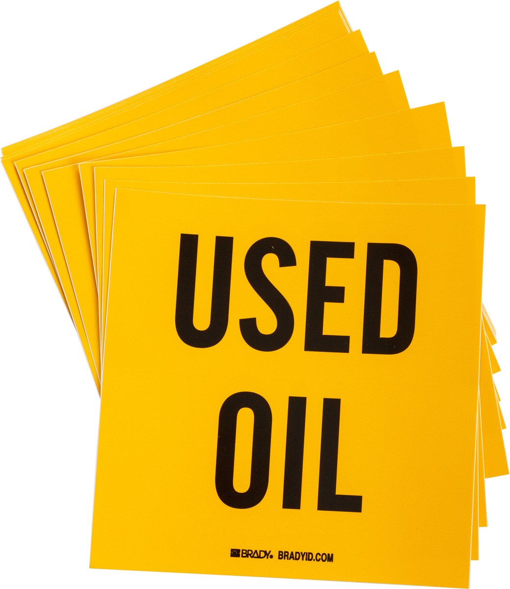 Brady 6 X 6 BlackYellow Vinyl Label USED OIL BRD121434 for sale online at autumn supply