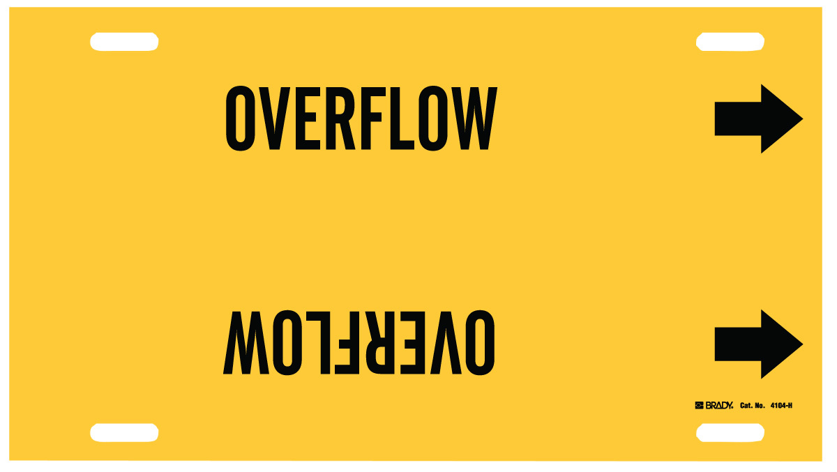 Brady 10 X 32 BlackYellow Plastic Pipe Marker OVERFLOW BRD44848 for sale online at autumn supply