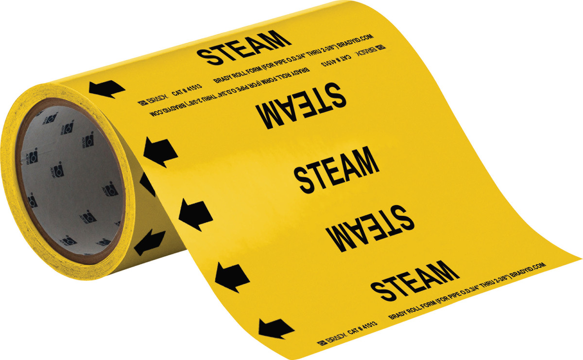 Brady 30 X 8 BlackYellow Vinyl Pipe Marker STEAM BRD41513 for sale online at autumn supply