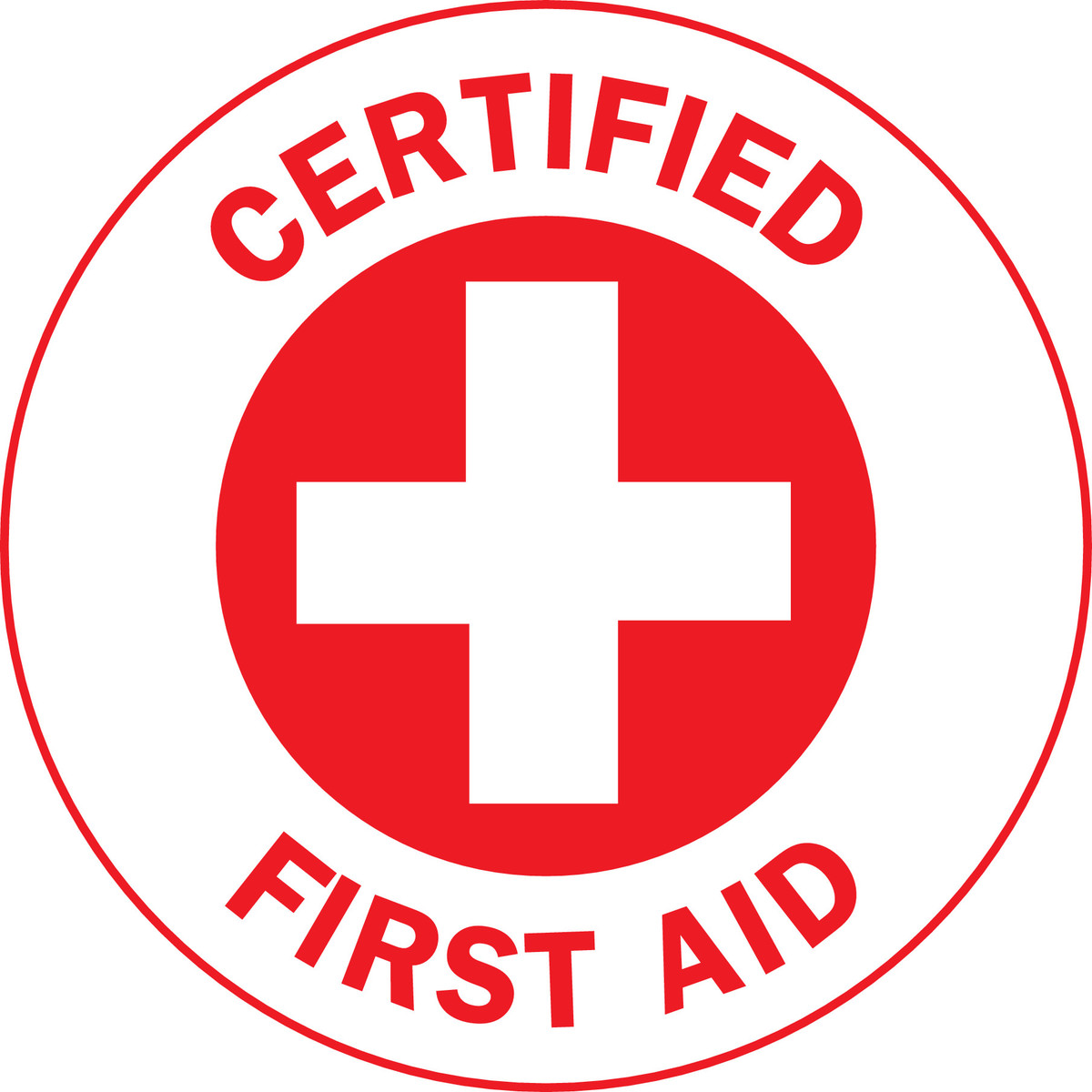 Brady 2 RedWhite Vinyl Label CERTIFIED FIRST AID BRD49565 for sale online at autumn supply