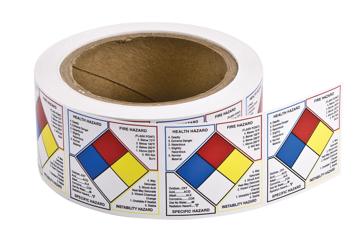 Brady 2 X 2 BlackBlueRedYellowWhite Paper NFPA Chemic BRD53067 for sale online at autumn supply