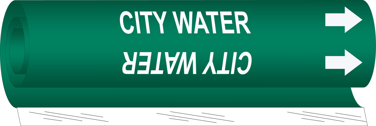 Brady 9 X 8 WhiteGreen Polyester Pipe Marker CITY WAT BRD5655-I for sale online at autumn supply