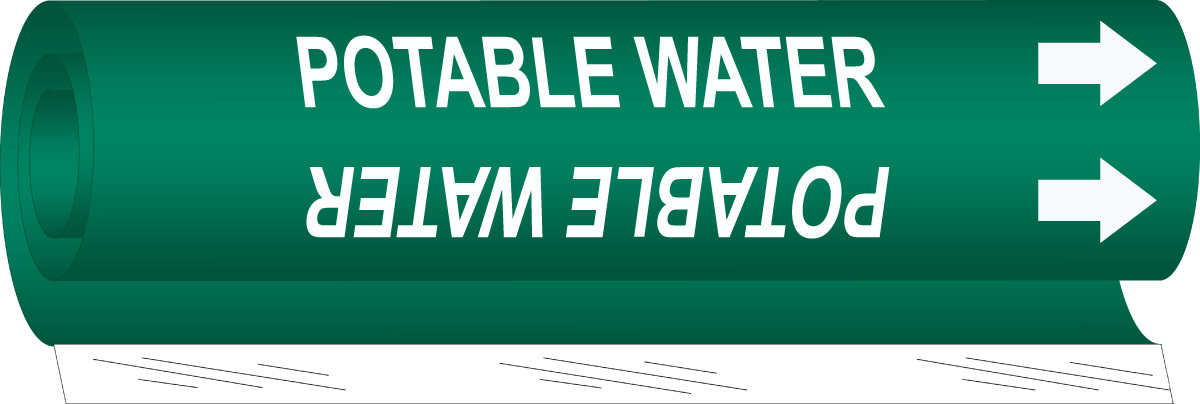 Brady 9 X 8 WhiteGreen Polyester Pipe Marker POTABLE BRD5744-I for sale online at autumn supply