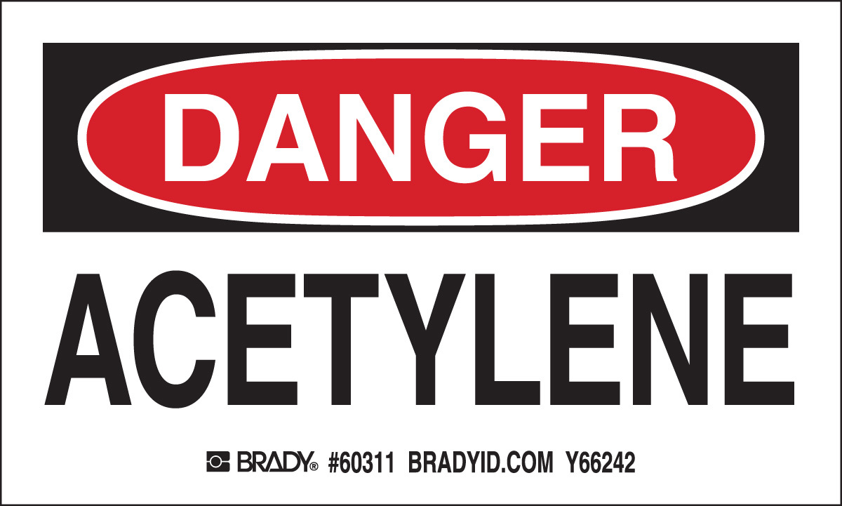 Brady 3 X 5 BlackRedWhite Paper Label ACETYLENE BRD60311 for sale online at autumn supply