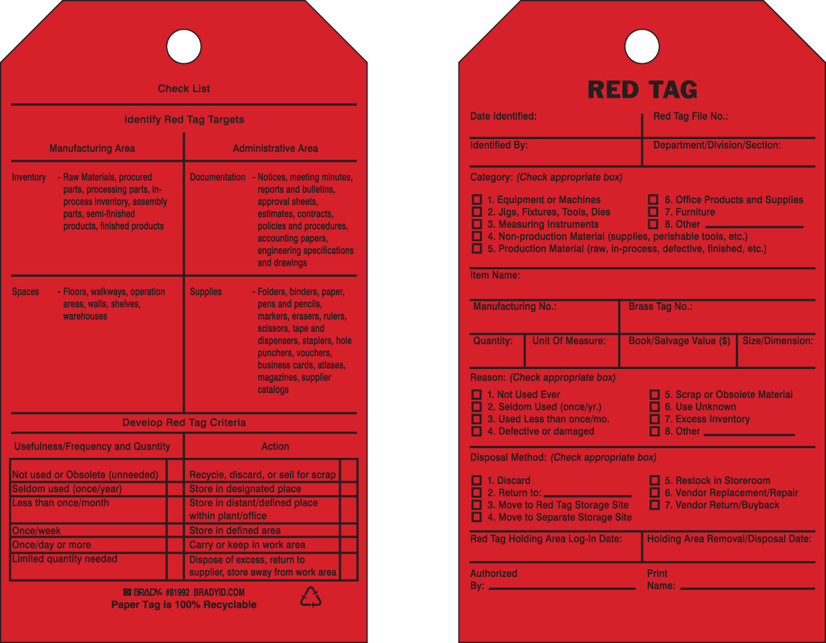 Brady 7 X 4 BlackRed Cardstock Tag DATE IDENTIFIED RE BRD81992 for sale online at autumn supply