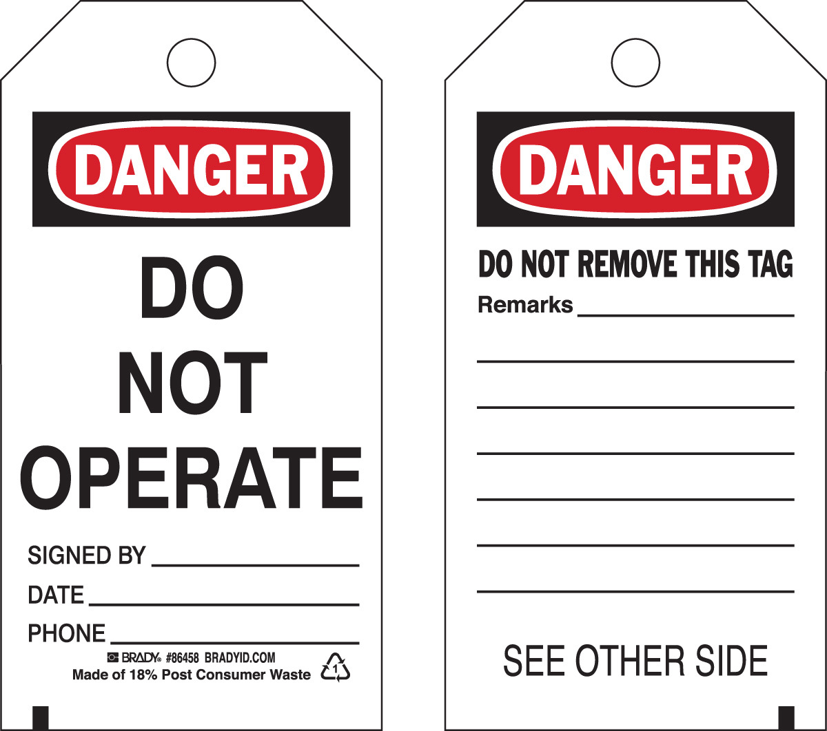 Brady 5 34 X 3 BlackRedWhite Polyester Tags DO NOT OP BRD86458 for sale online at autumn supply