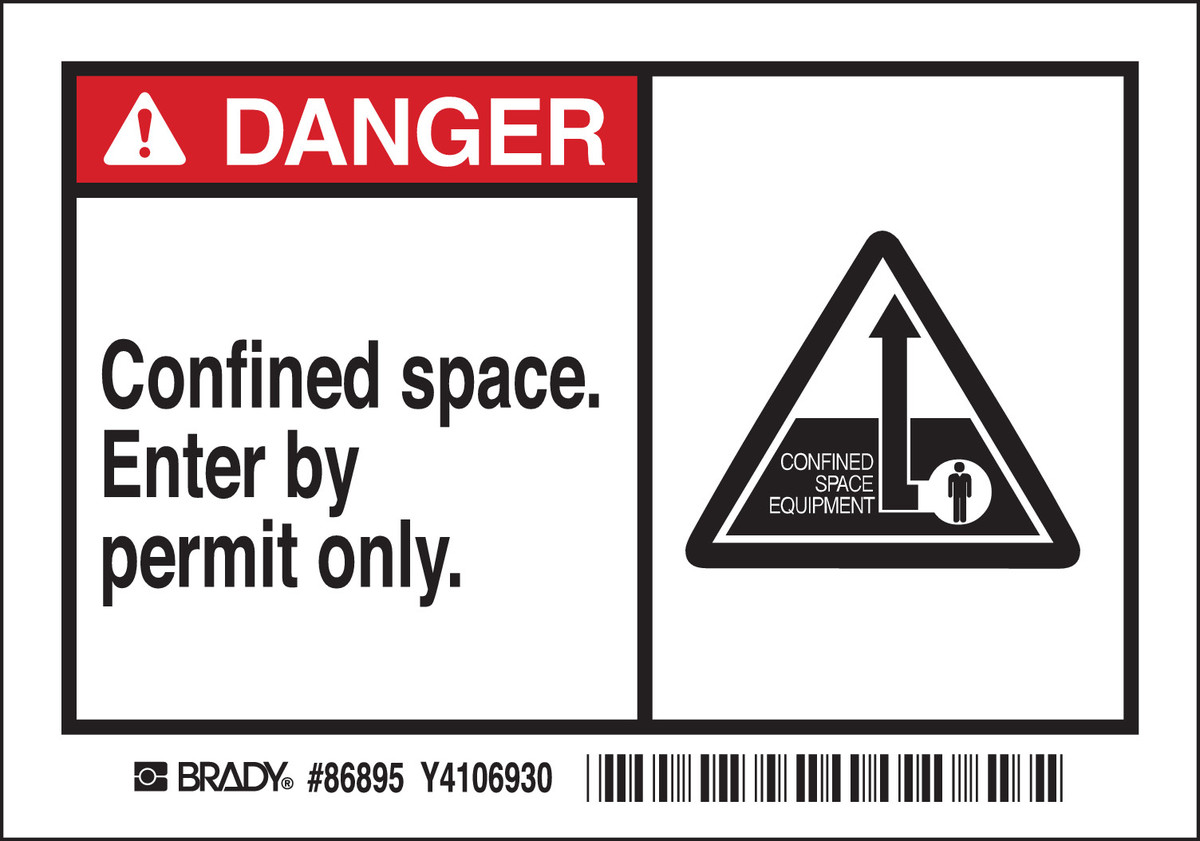 Brady 3 12 X 5 BlackRedWhite Polyester Label CONFINED BRD86895 for sale online at autumn supply