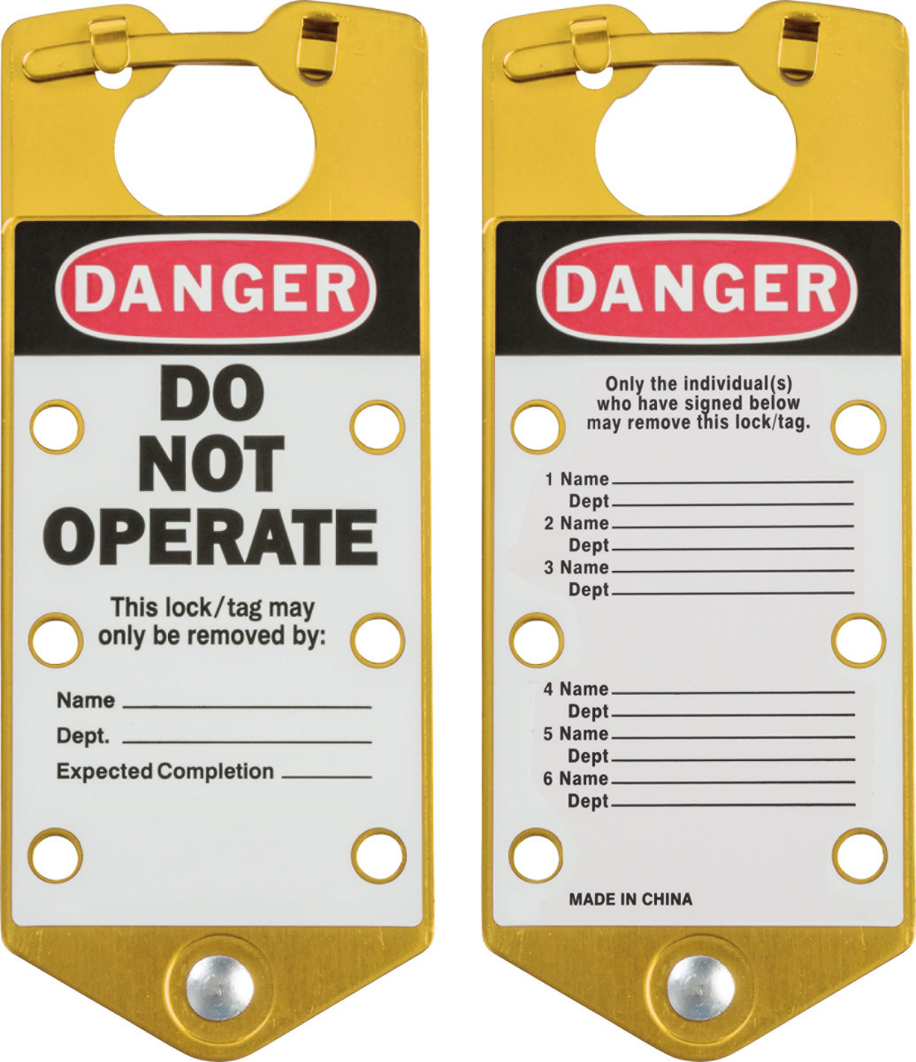 Brady Gold LOTO34 Aluminum SnapIn Lockout Hasp DANGER BRD65974 for sale online at autumn supply