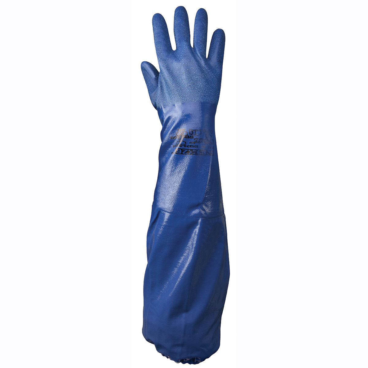 SHOWA® Size 9 Blue Cotton Lined Nitrile Chemical Resistant Gloves