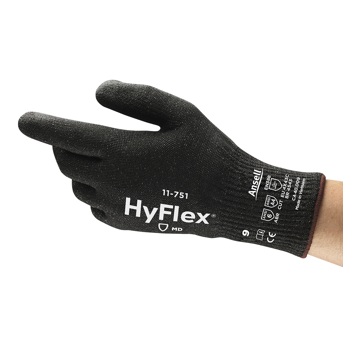 Ansell Size 10 HyFlex® 10 Gauge INTERCEPT™ Technology Cut Resistant Gloves With Polyurethane Coated Palm