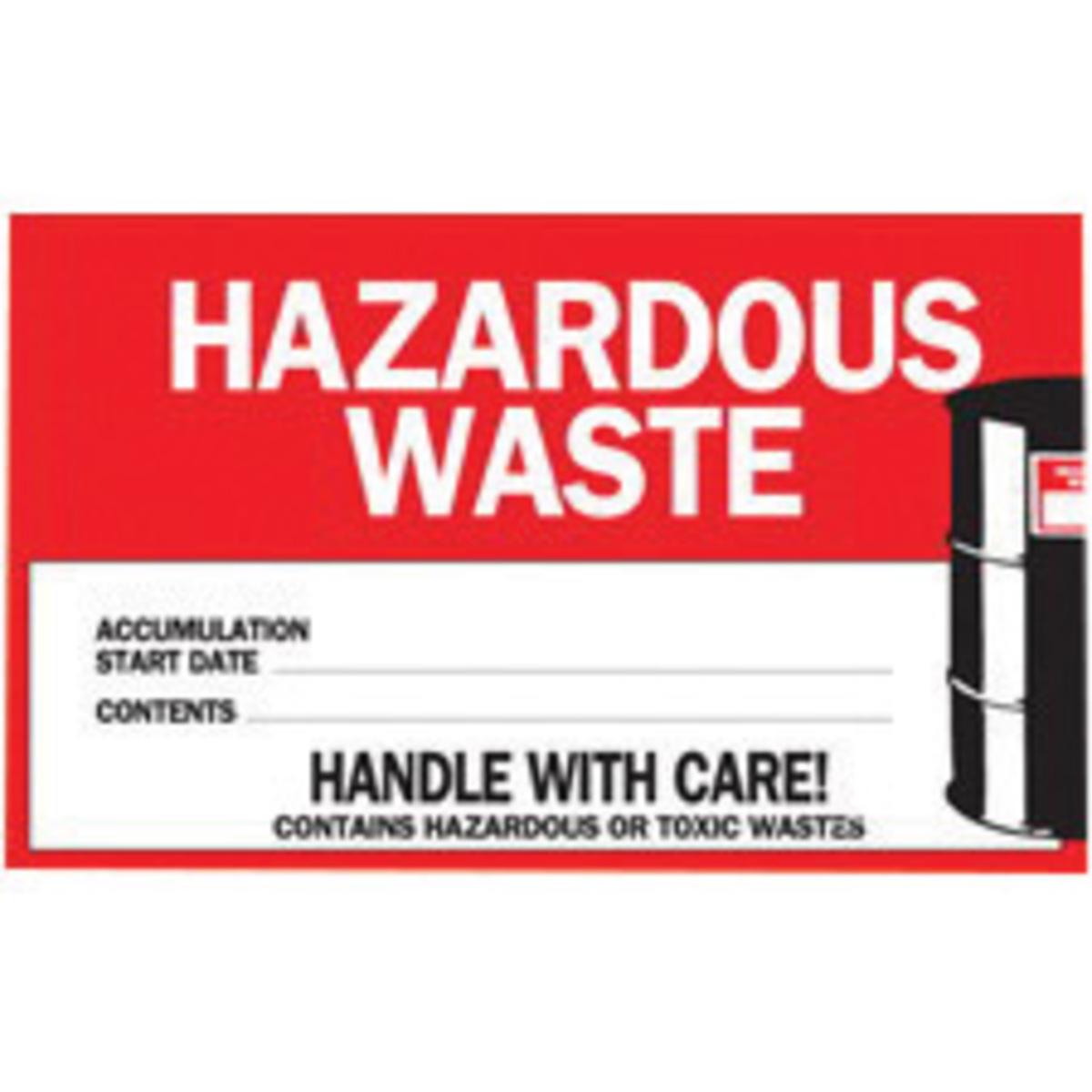 Brady 4 X 6 Black Vinyl Label HAZARDOUS WASTE ACCUMUL BRD121064 for sale online at autumn supply