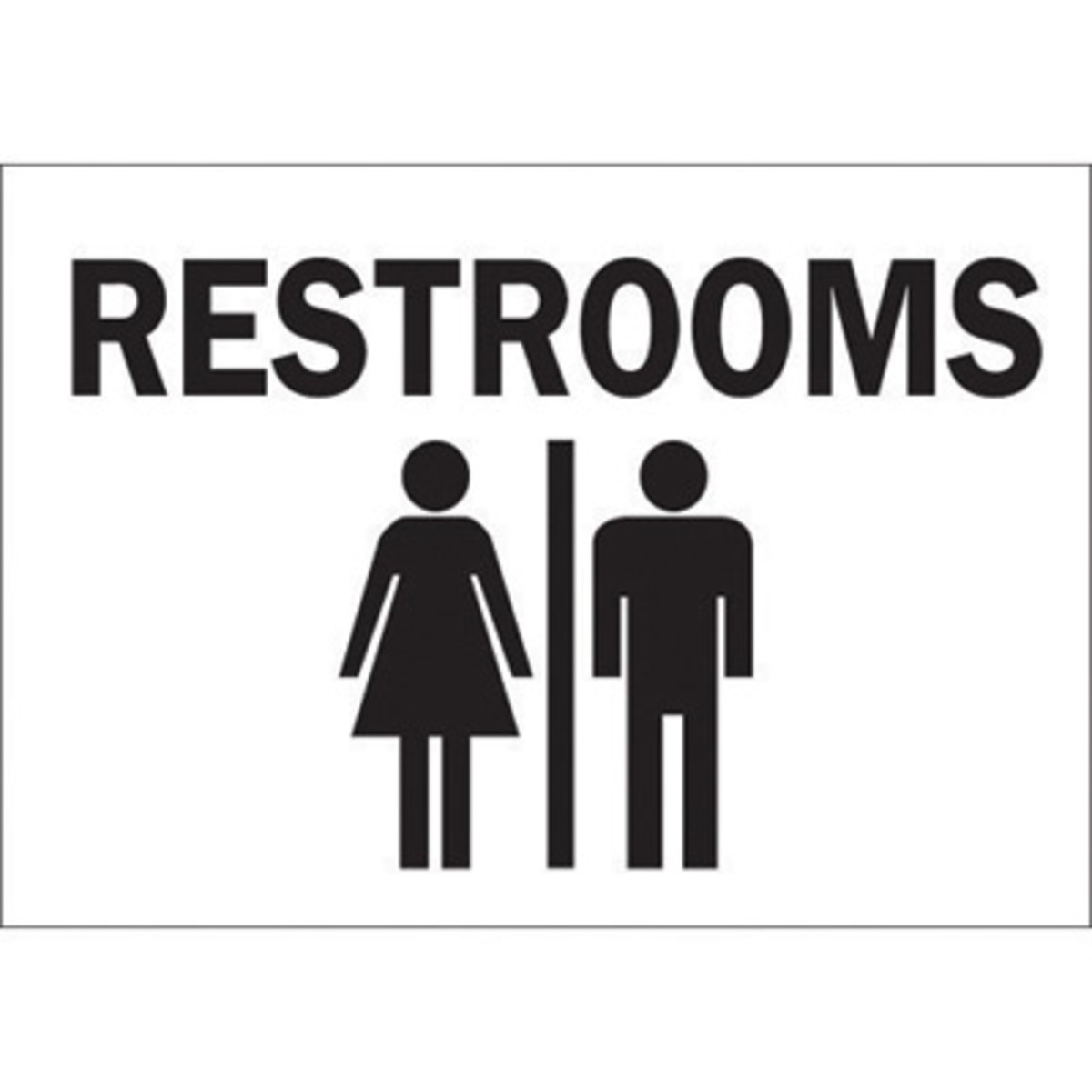 Brady 10 X 14 X .06 Black On White B401 Polystyrene Restroom Sign ...