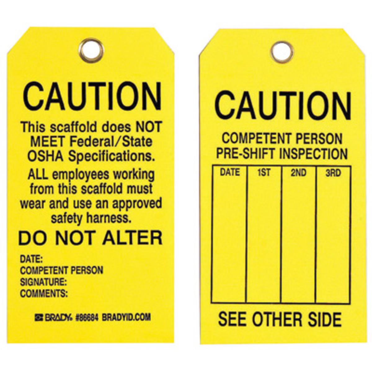 Brady 5 34 X 3 Black Metal Scaffolding Tag CAUTION Th BRD86454 for sale online at autumn supply