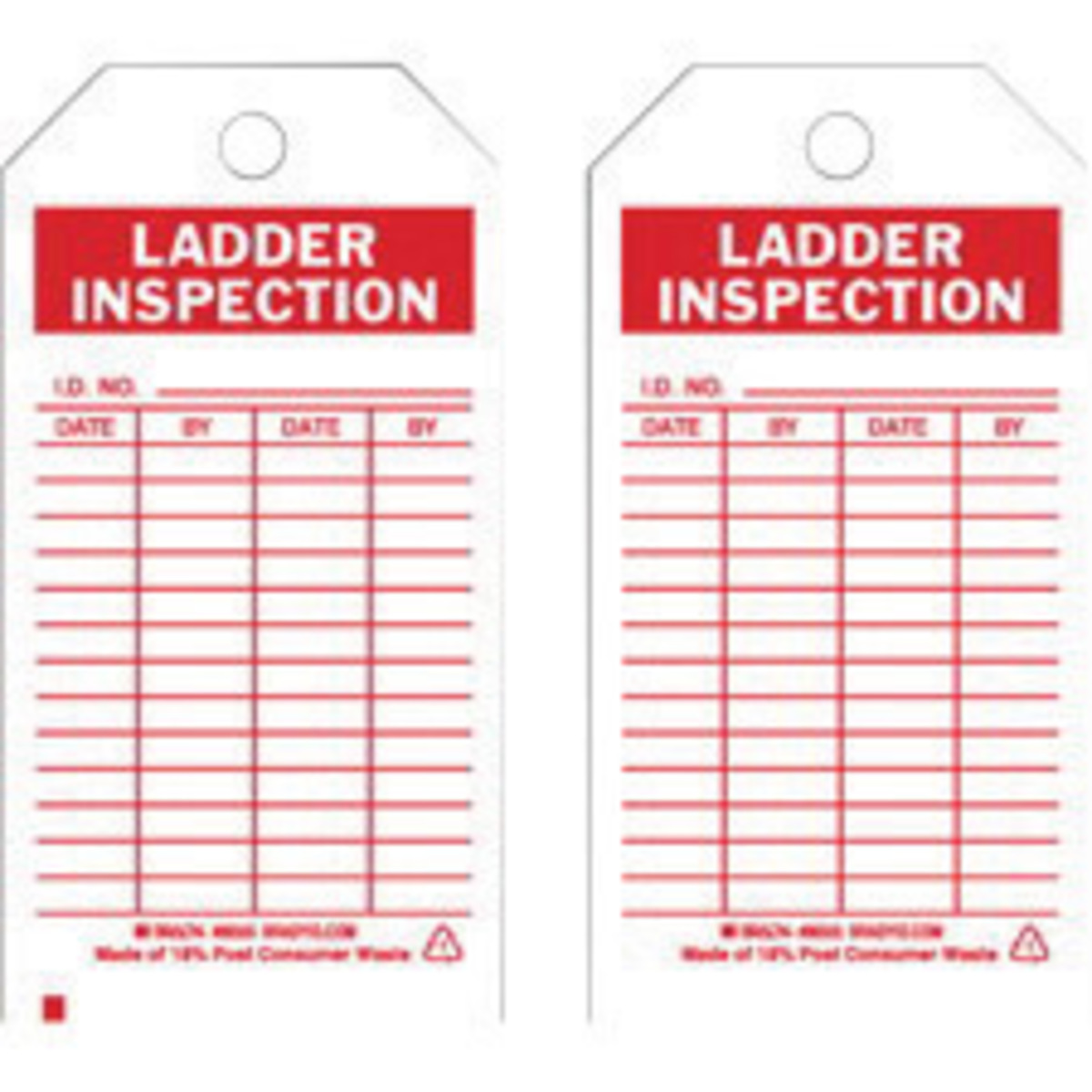 Brady 5 34 X 3 Red Polyester Tag LADDER INSPECTION I. BRD86555 for sale online at autumn supply