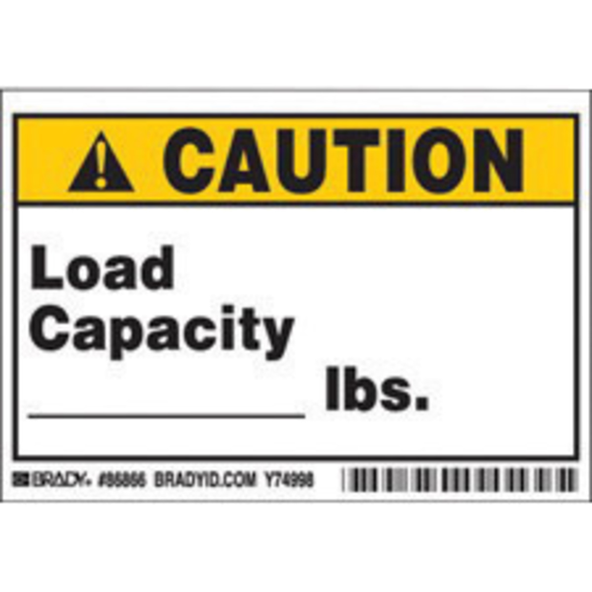 Brady 3 12 X 5 Black Polyester Label LOAD CAPACITY LB BRD86866 for sale online at autumn supply