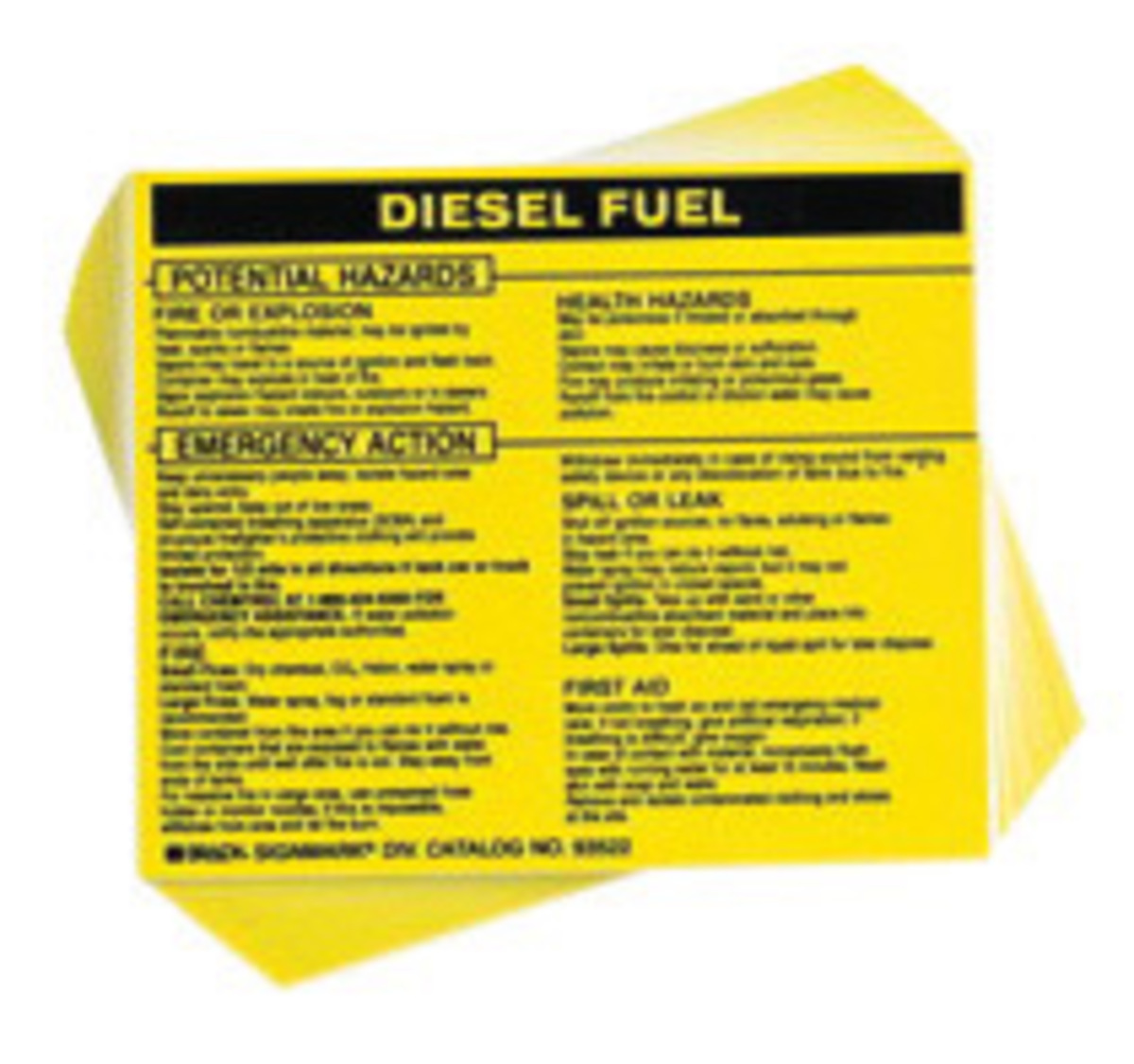 Brady 3 34 X 4 12 Black Vinyl Label DIESEL FUEL BRD93522 for sale online at autumn supply