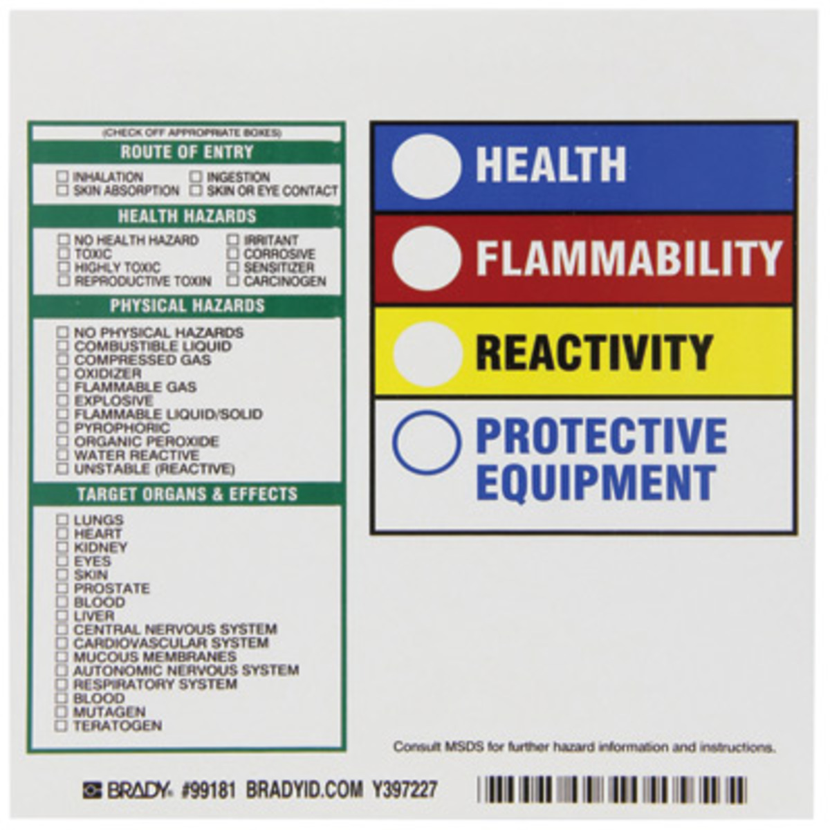 Brady 6 X 6 BlackBlueRedYellowWhite Paper Label HEALT BRD99181 for sale online at autumn supply