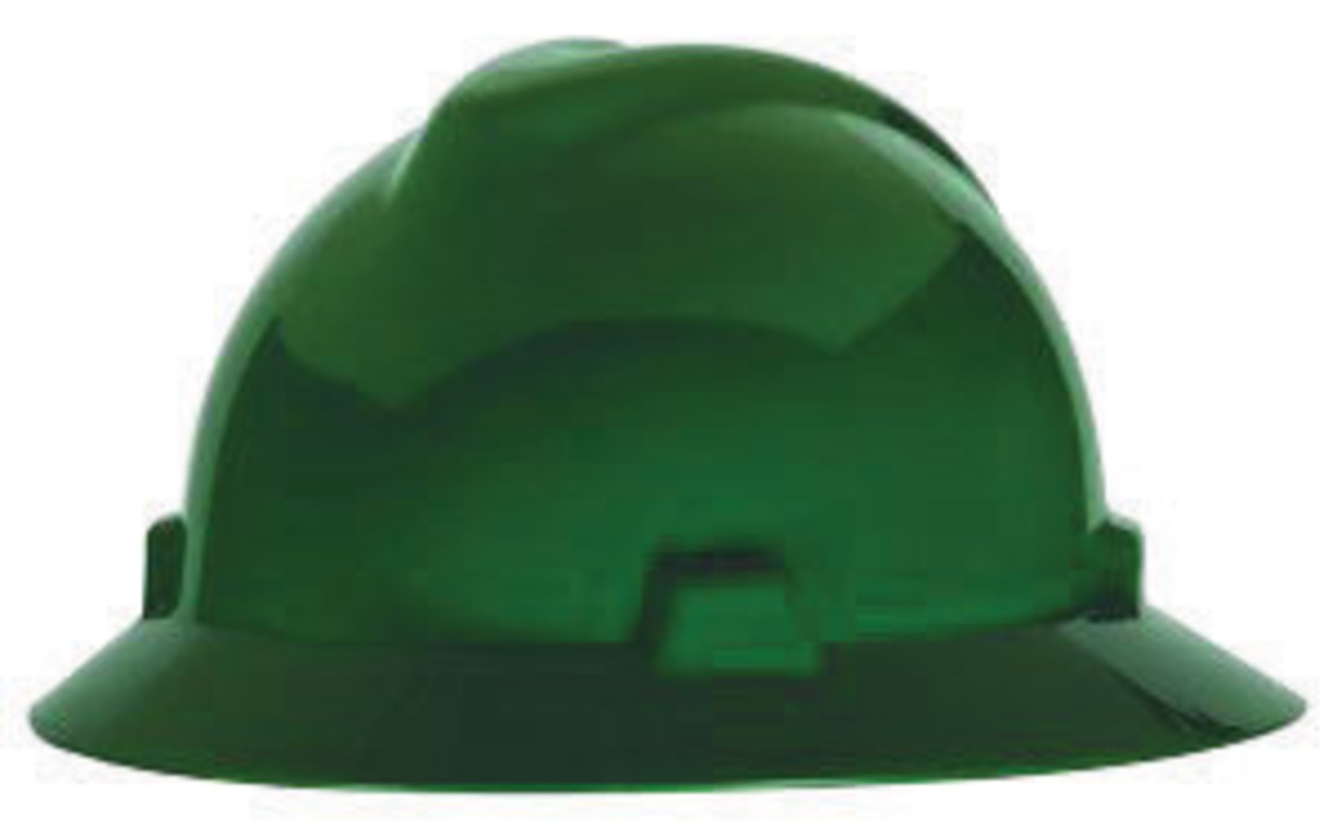 MSA Green Polyethylene Full Brim Hard Hat With Pinloc MSA454735 for sale online at autumn supply